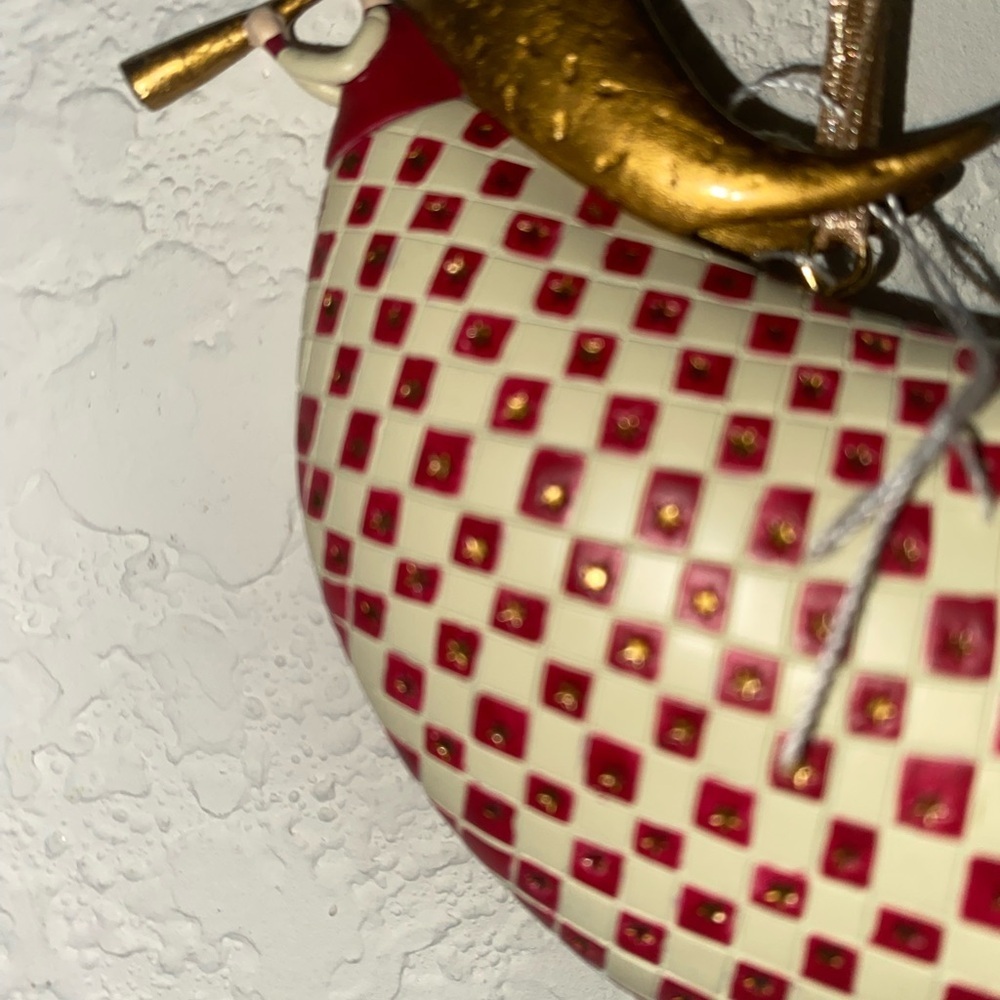 Marcel Schurman Red Cream Checkered Hand Painted Angel  Christmas Ornament 3.5” - Picture 11 of 14